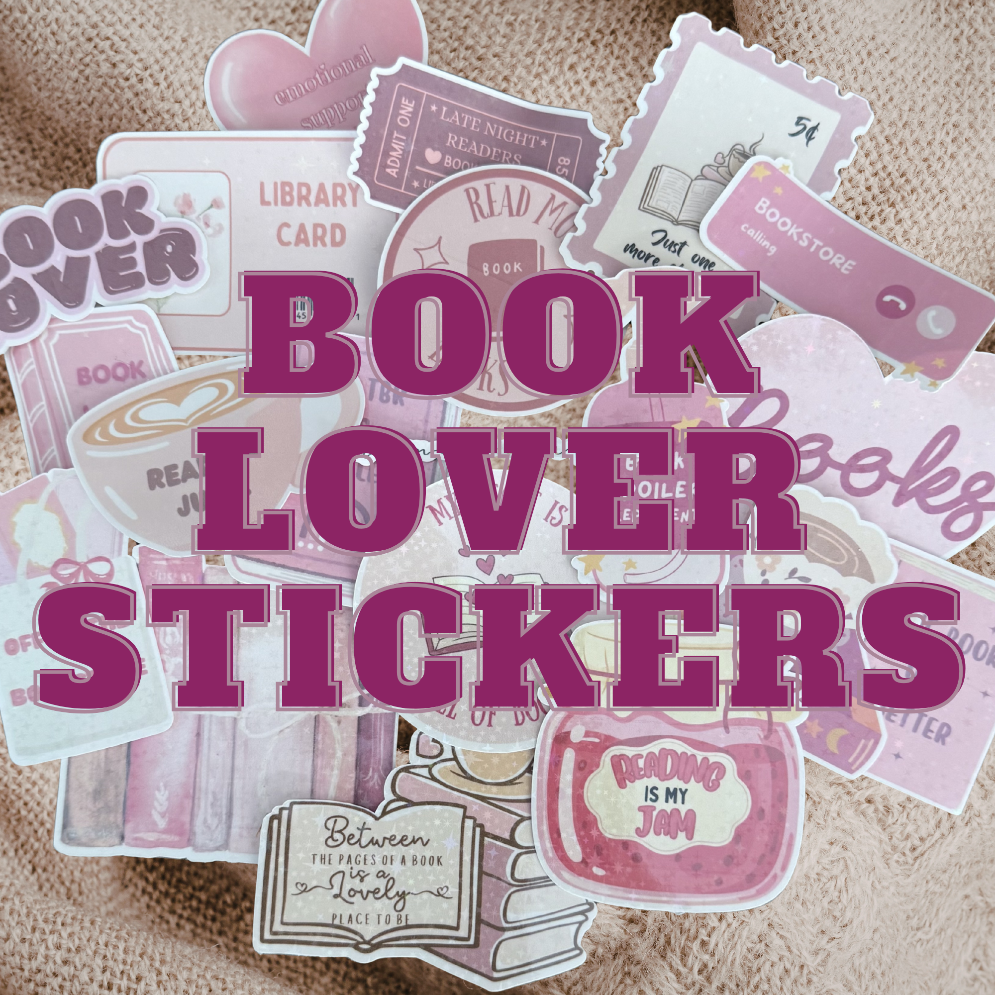 Book Lover Holographic Sticker Pack | 20 Pink Bookish Vinyl Stickers | Reading Aesthetic Stickers for Kindle, Water Bottle, Laptop & Journals