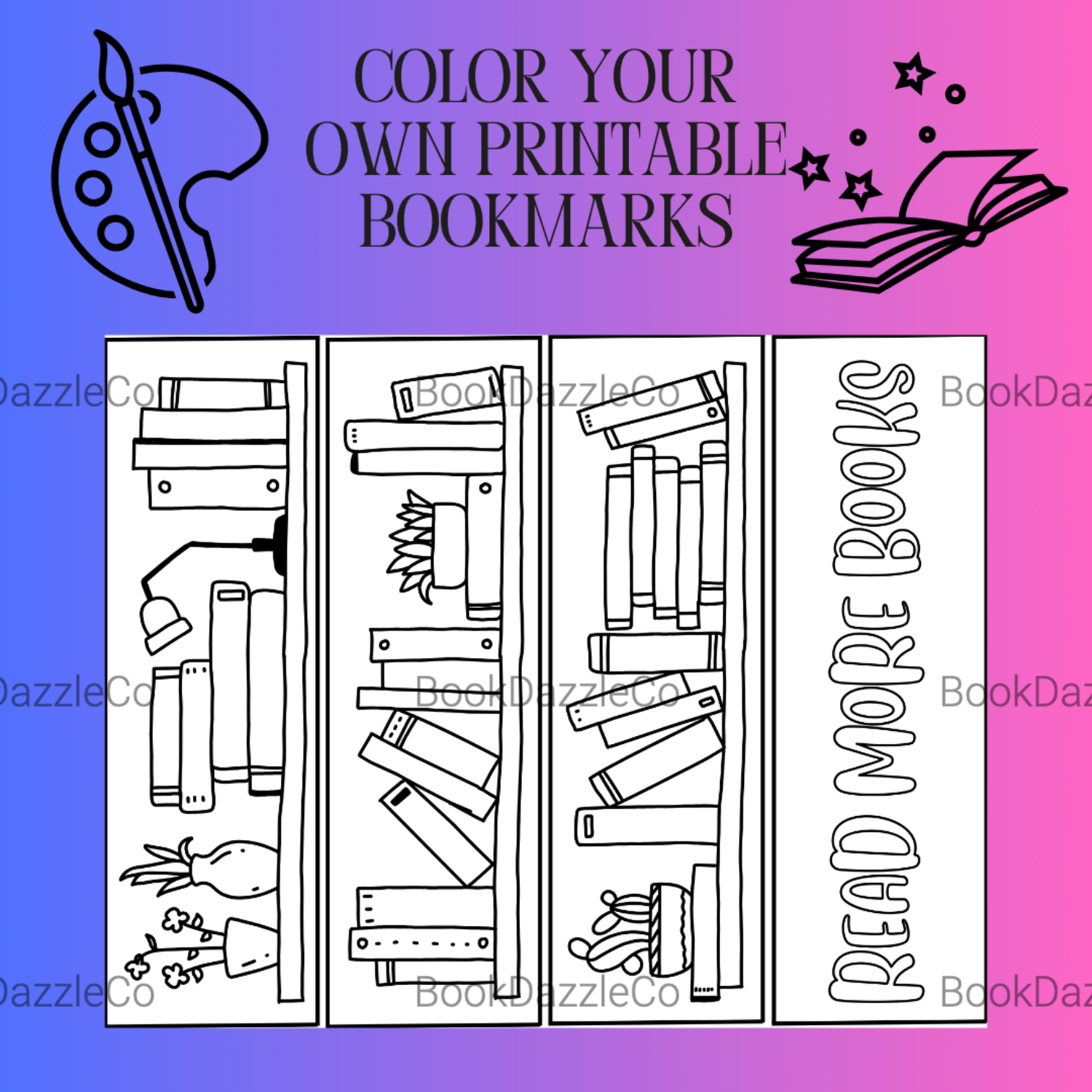 DIY Color Your Own Bookmarks - Instant Digital Download, Printable PDF