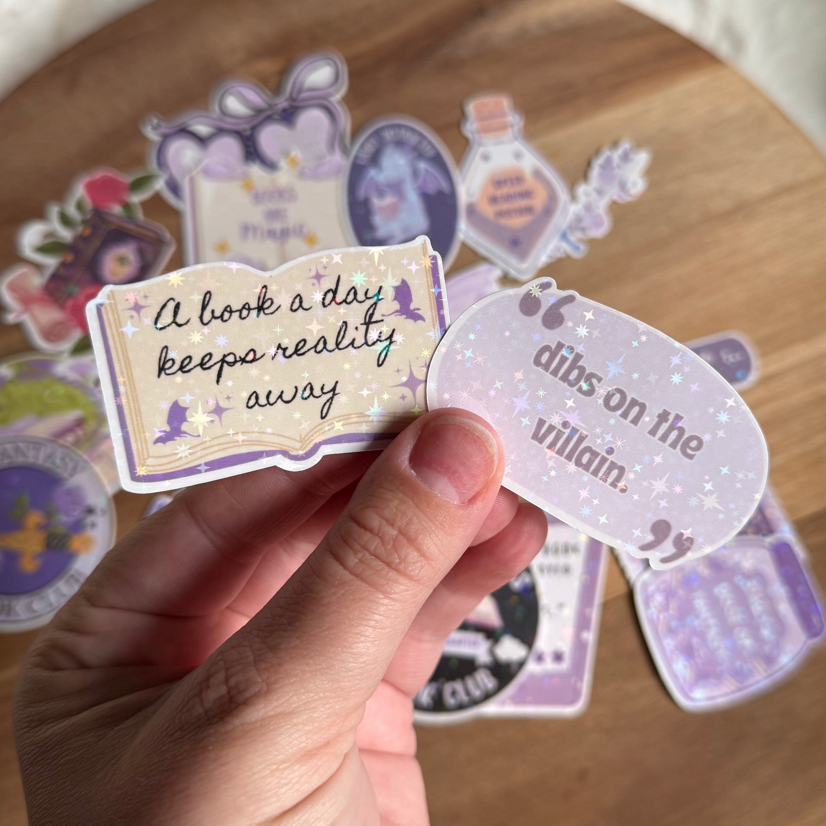 Fantasy Book Sticker Pack | 20 Holographic Fantasy Reader Stickers | Book Dragon Stickers | Romantasy Book Club Decals | Kindle, Laptop & Water Bottle Stickers