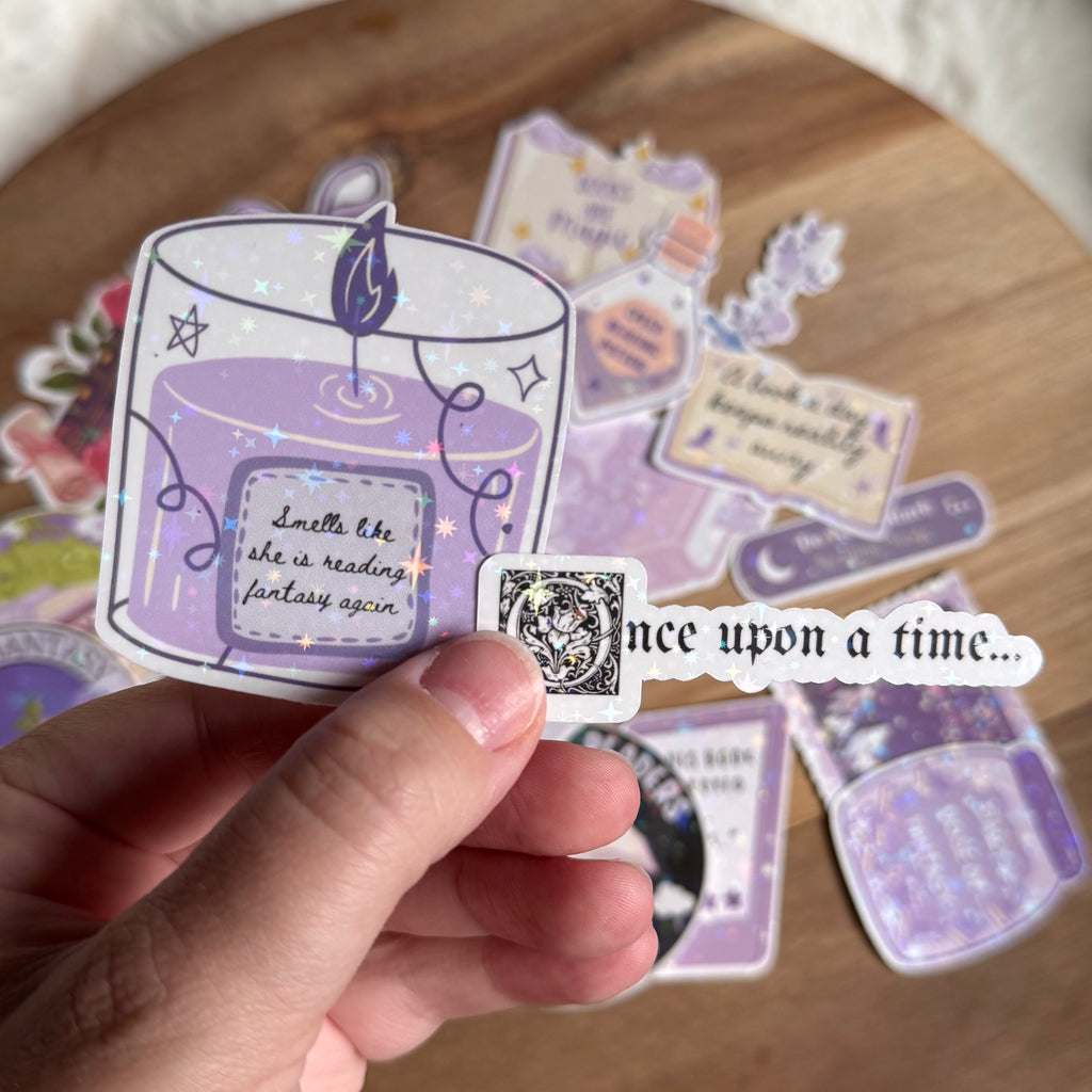 Fantasy Book Sticker Pack | 20 Holographic Fantasy Reader Stickers | Book Dragon Stickers | Romantasy Book Club Decals | Kindle, Laptop & Water Bottle Stickers